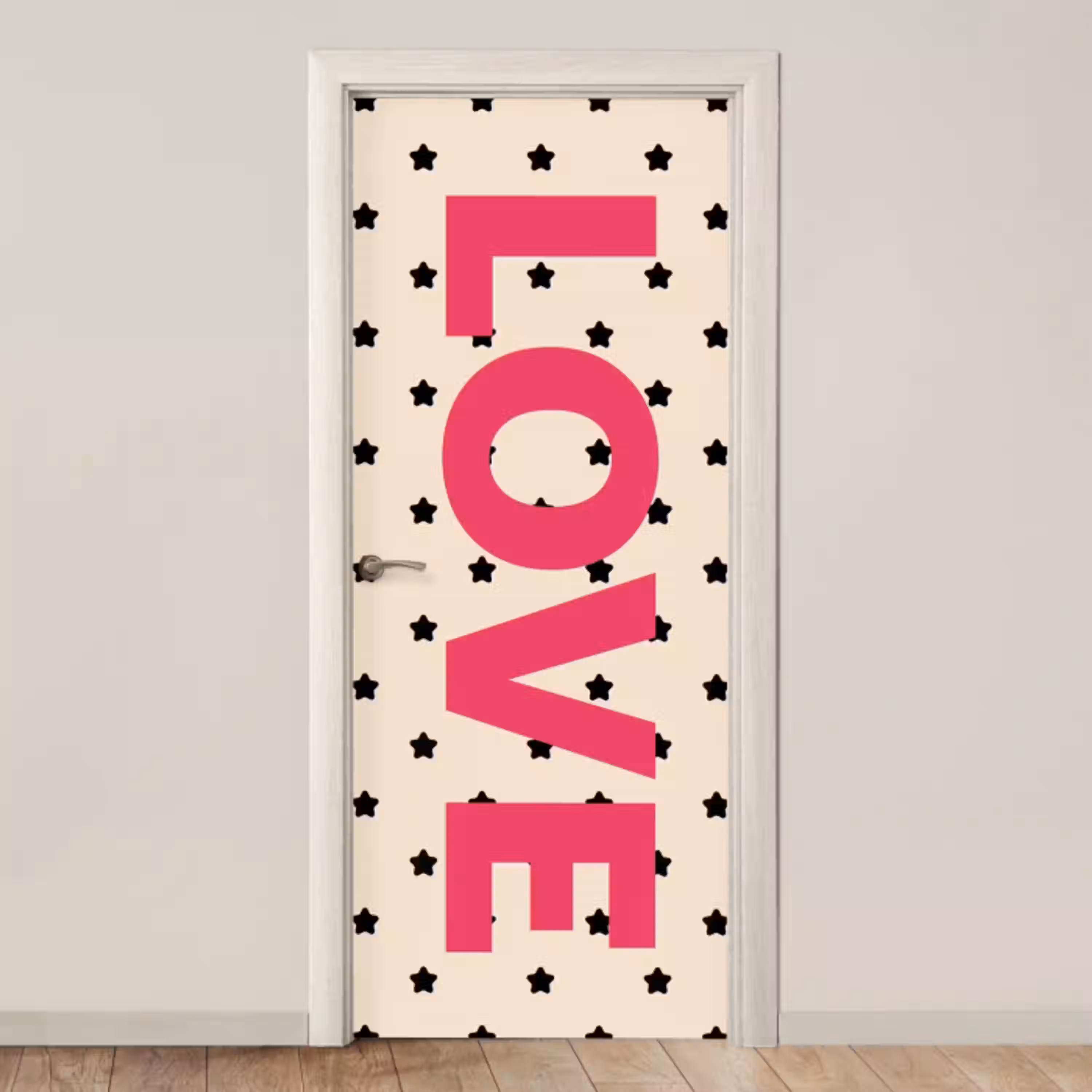 Love - Stippen - Roze deurposter klein -3d_beige