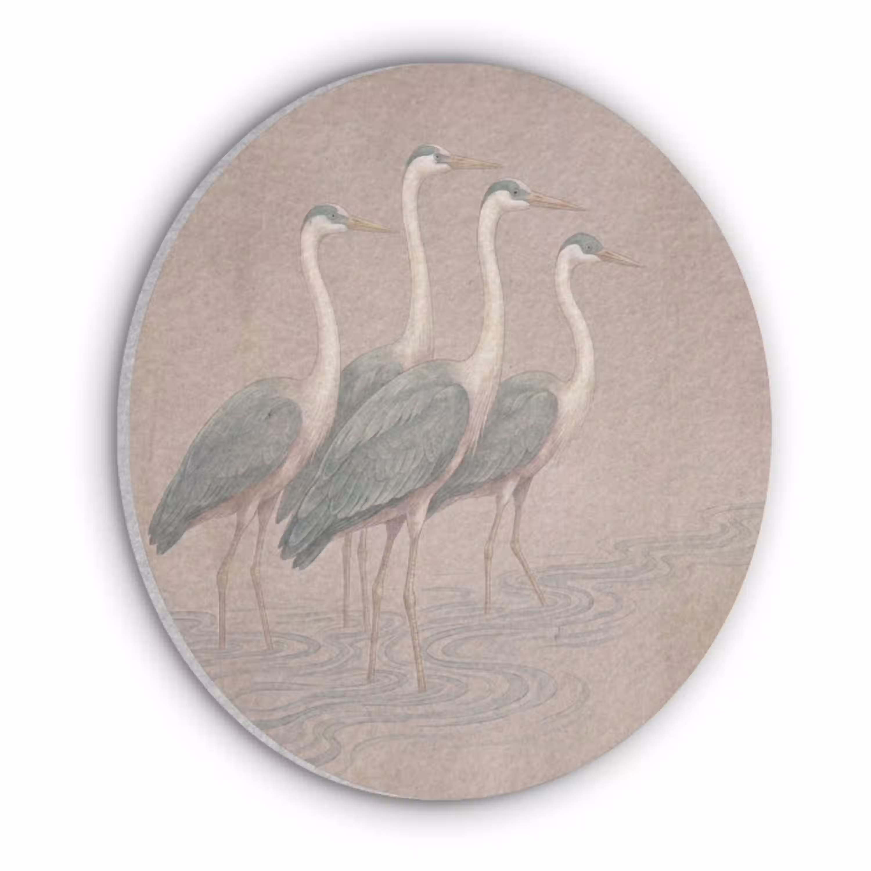 Vogel - Water - Natuur - Vintage Akoestische PET Vilt - Rond klein -3d