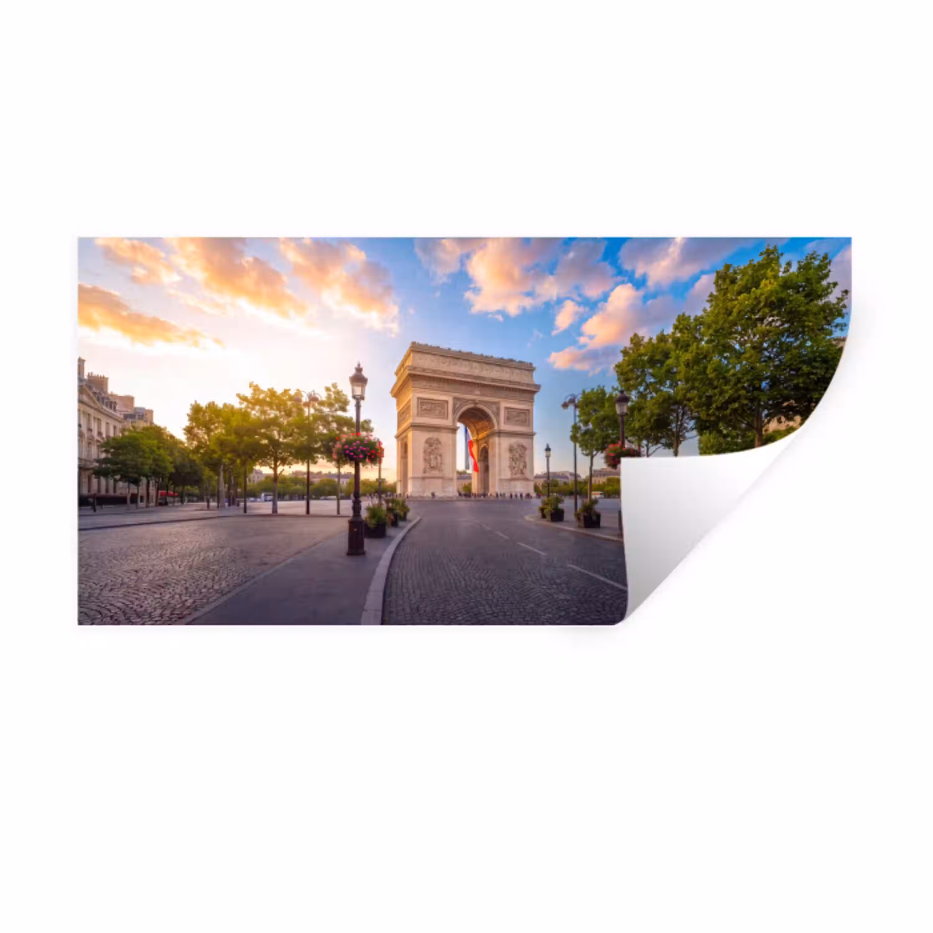 Monument - Parijs - Zonsondergang - Architectuur - Goud Muursticker klein -3d