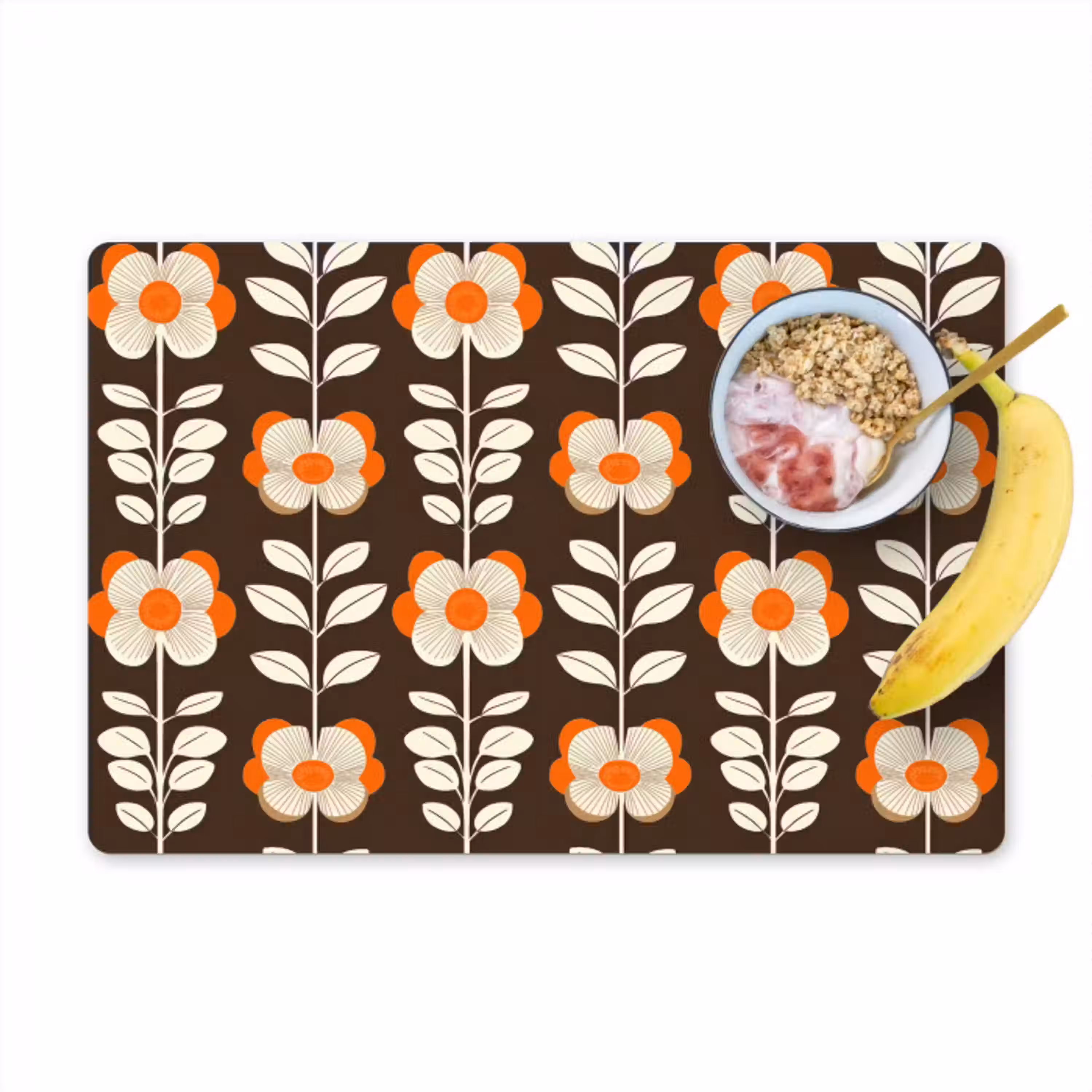Bloemen - Retro - Bruin Placemat vinyl groot 368 -zzzproduct_Kitchenyeah-website