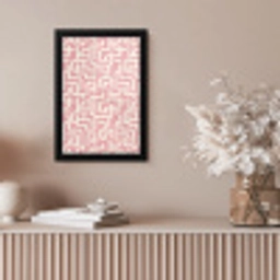 Doolhofpatroon - Roze - Wit - Abstract fotolijst zwart zonder passe partout klein 224 -sfeer5
