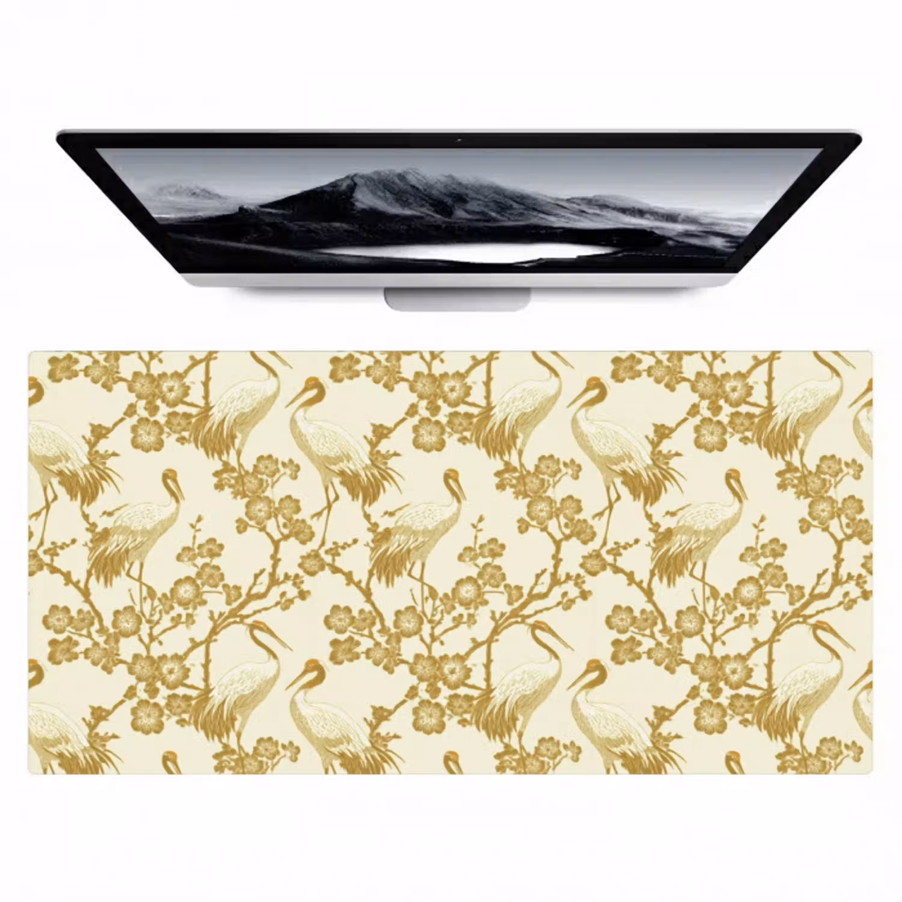 Kraanvogels - Kersenbloesem - Goud Muismat XXL klein 681 -zzz3d