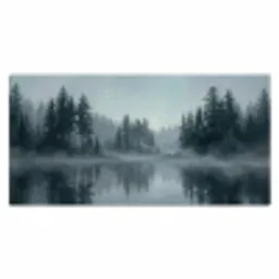 Bos - Meer - Mist - Natuur - Grijs Muismat XXL klein -3d_leeg