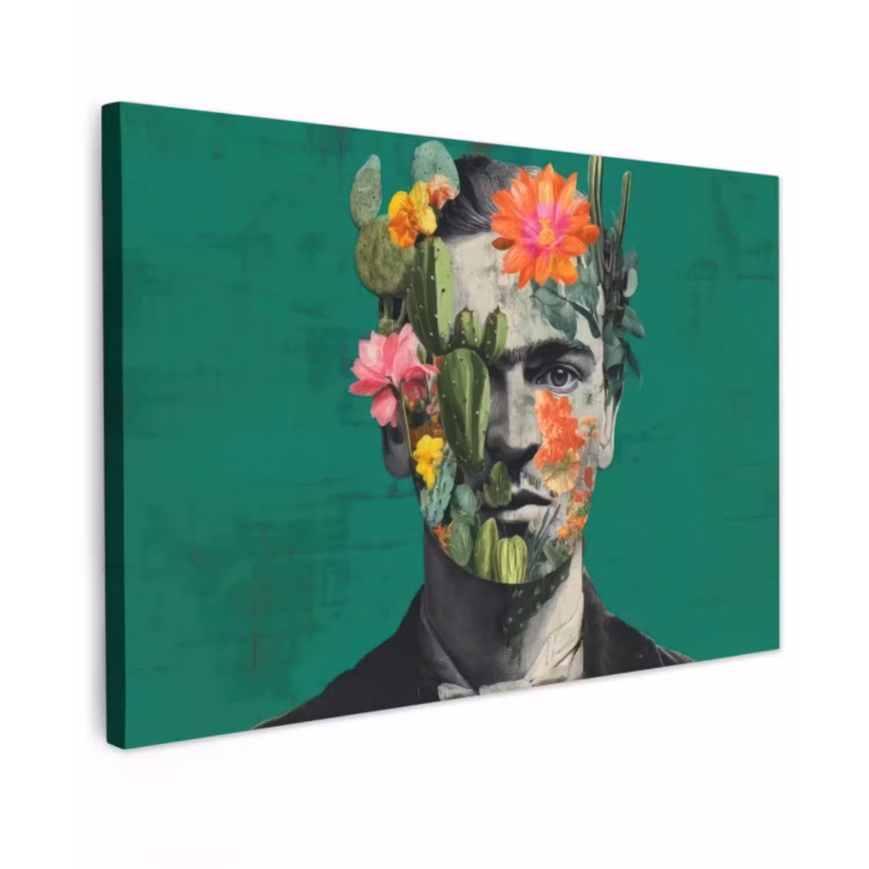Man - Planten - Groen Tuinposter op houten frame 2 cm dik klein -3d