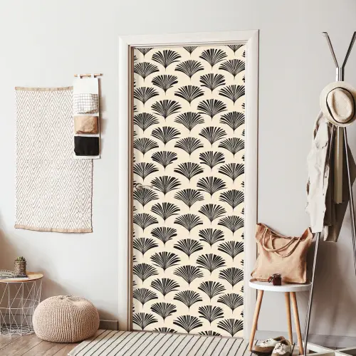 Waaiers - Botanisch - Zwart - Beige deurposter klein 289 -sfeer6