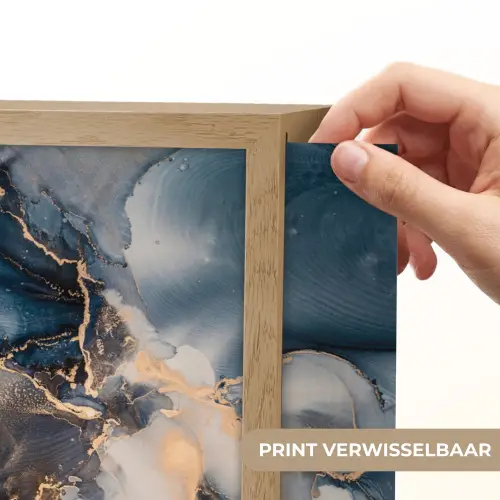 Marmer - Grijs - Blauw - Luxe - Goud Light Box met batterij (Wandlamp) middel -USP_websiteprintNL