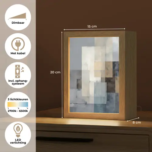 Rechthoeken - Abstract - Blauw Light Box met kabel (Tafellamp) klein -USP_NL