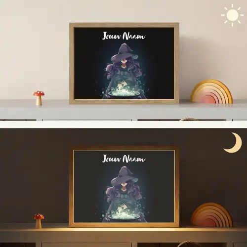 Heks - Magie - Heksenketel - Paars Light Box met batterij (Wandlamp kind) middel -sfeer3_kind