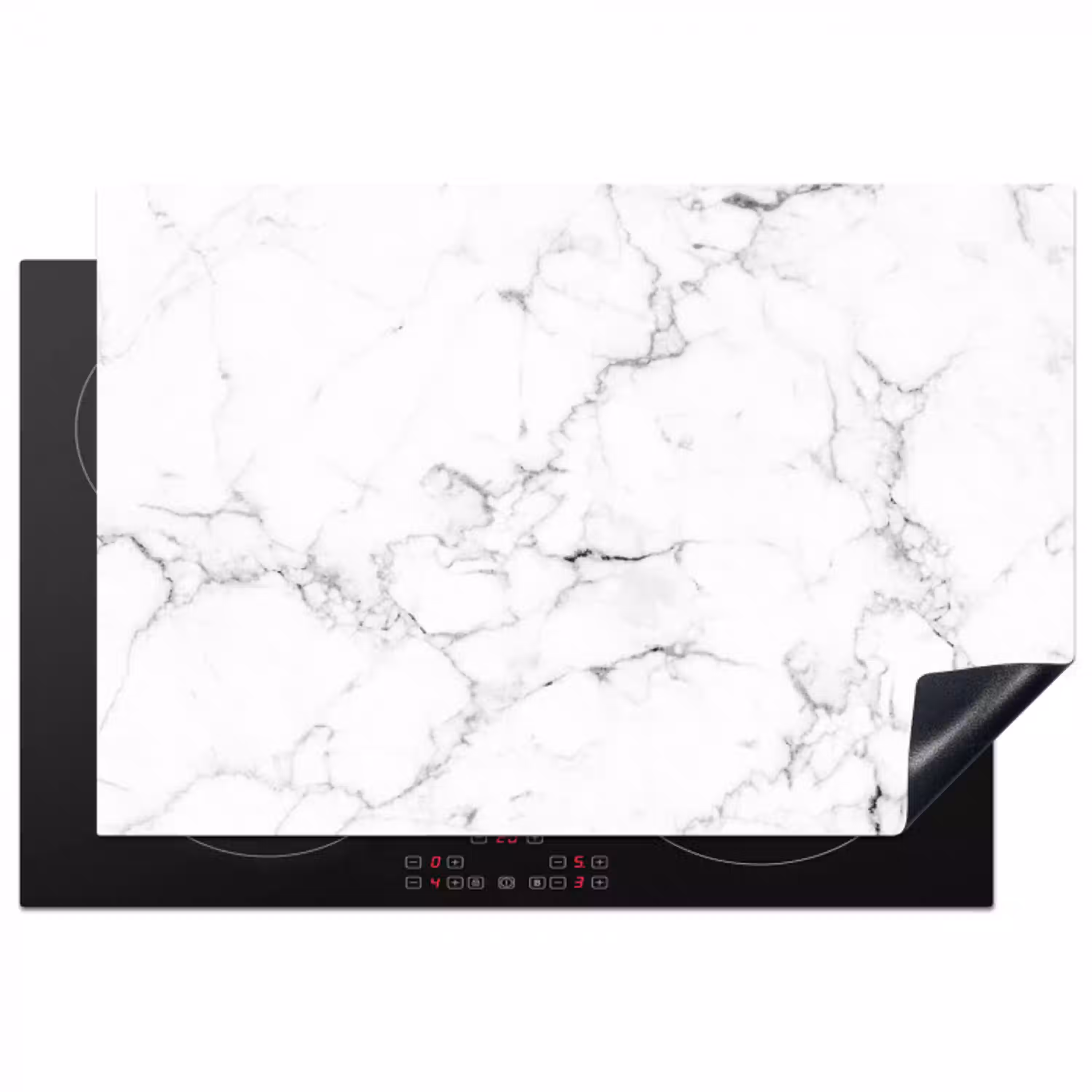 Marmer - Wit - Grijs - Luxe - Marmerlook - Structuur Inductie beschermer vinyl 3mm klein -3d