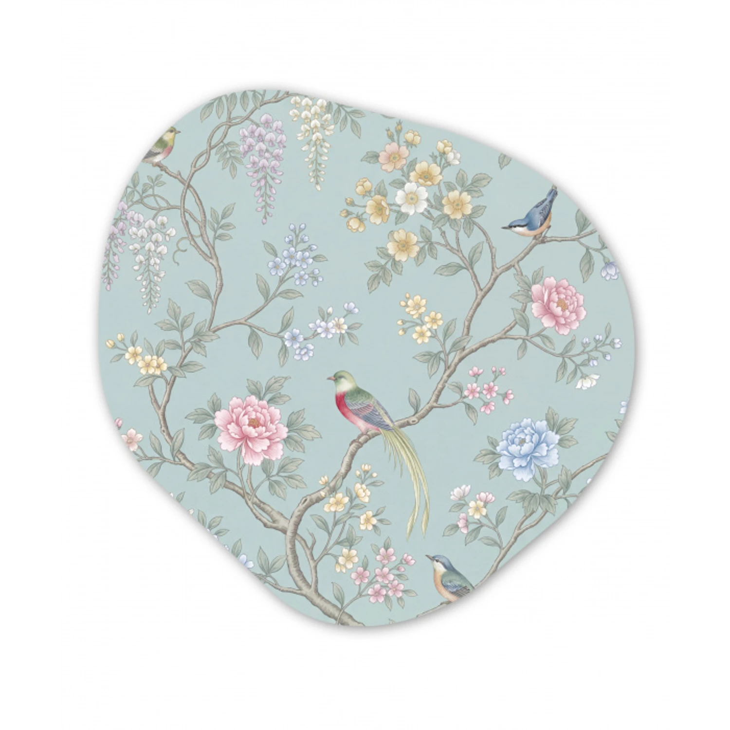Vogel - Bloemen - Kleurrijk Wandcirkel Organisch Forex 3mm klein -3d