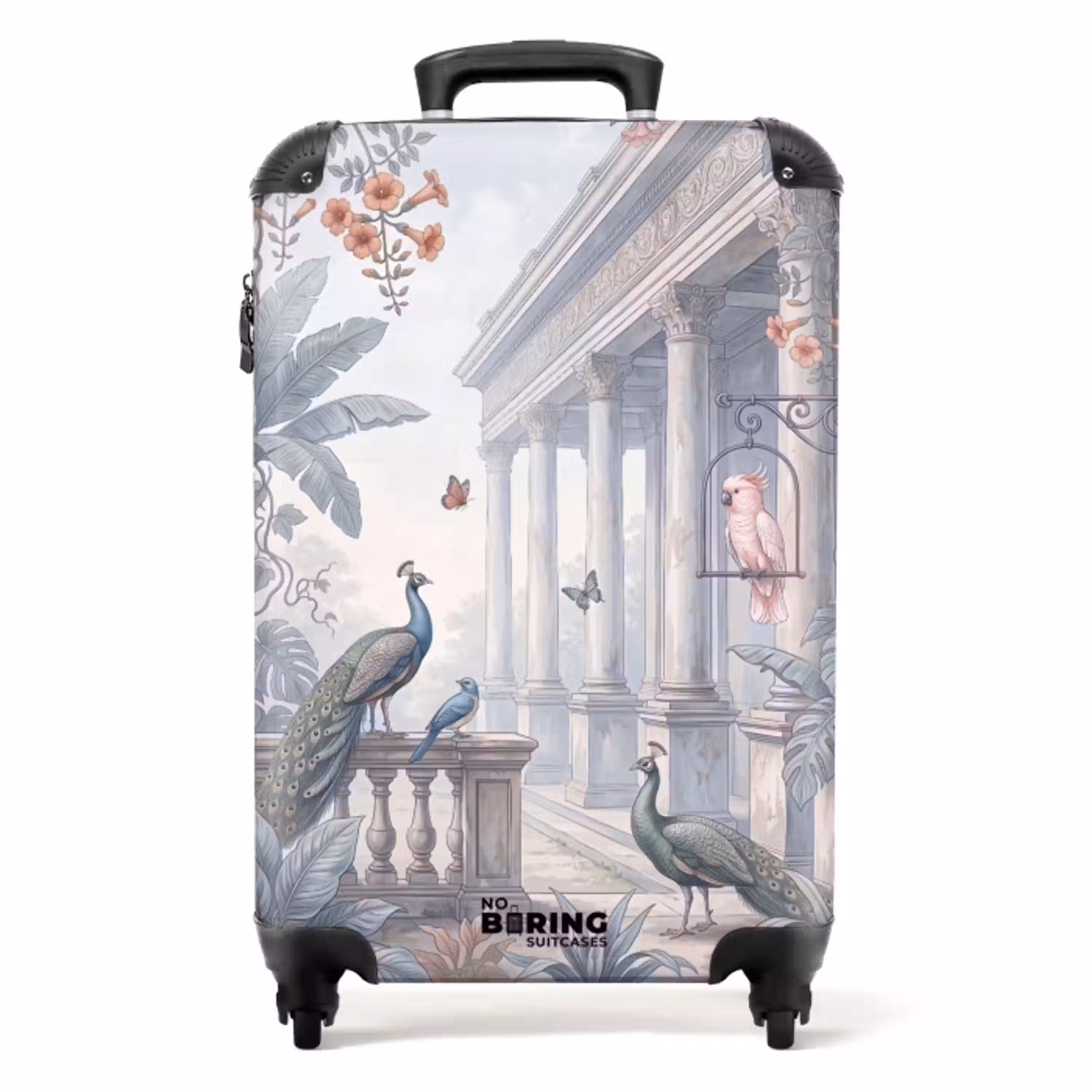 Vogel - Pauw - Architectuur - Klassiek - Groen NBS - Handbagage koffer - Volwassenen Unisex middel -productfoto_recht