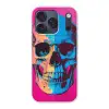 Neon - Blauw - Pop-art - Schedel Telefoonhoesje iPhone 17 Pro klein -3d