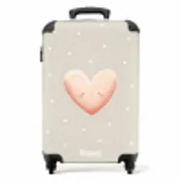 Roze hart omringd door beige stippen NBS - Handbagage koffer - Volwassenen Unisex middel -productfoto_recht