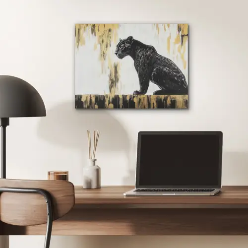 Panter - Zwart - Abstract - Goud PET vilt klein -sfeer5