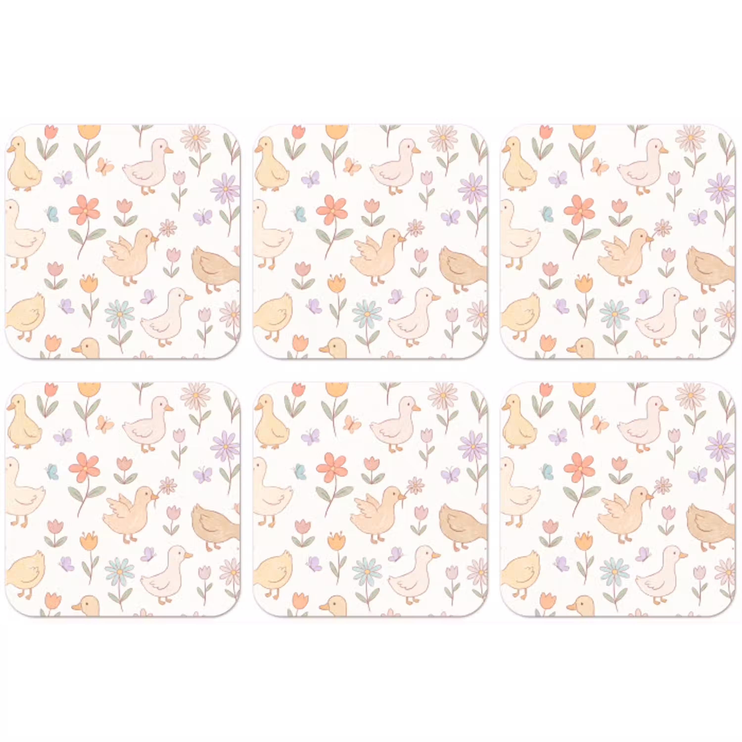 Vogel - Bloemen - Patroon - Pastel - Dieren onderzetter kurk middel -zkaufland3dotto