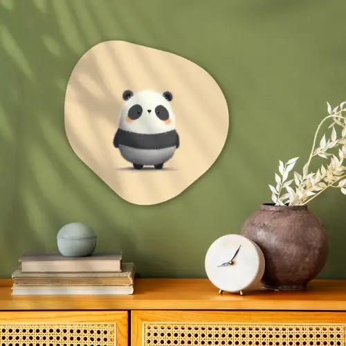 Panda - Beige - Minimalistisch Wandcirkel Organisch Forex 3mm klein -sfeer2