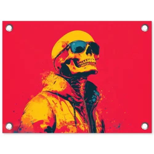 Zonnebril - Schedel - Jas - Rood tuinposter los doek klein -3d