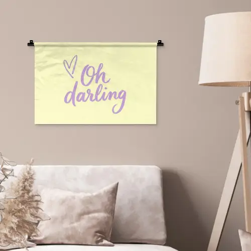 Oh darling - Geel - Hart Wandkleed katoen klein -sfeer4