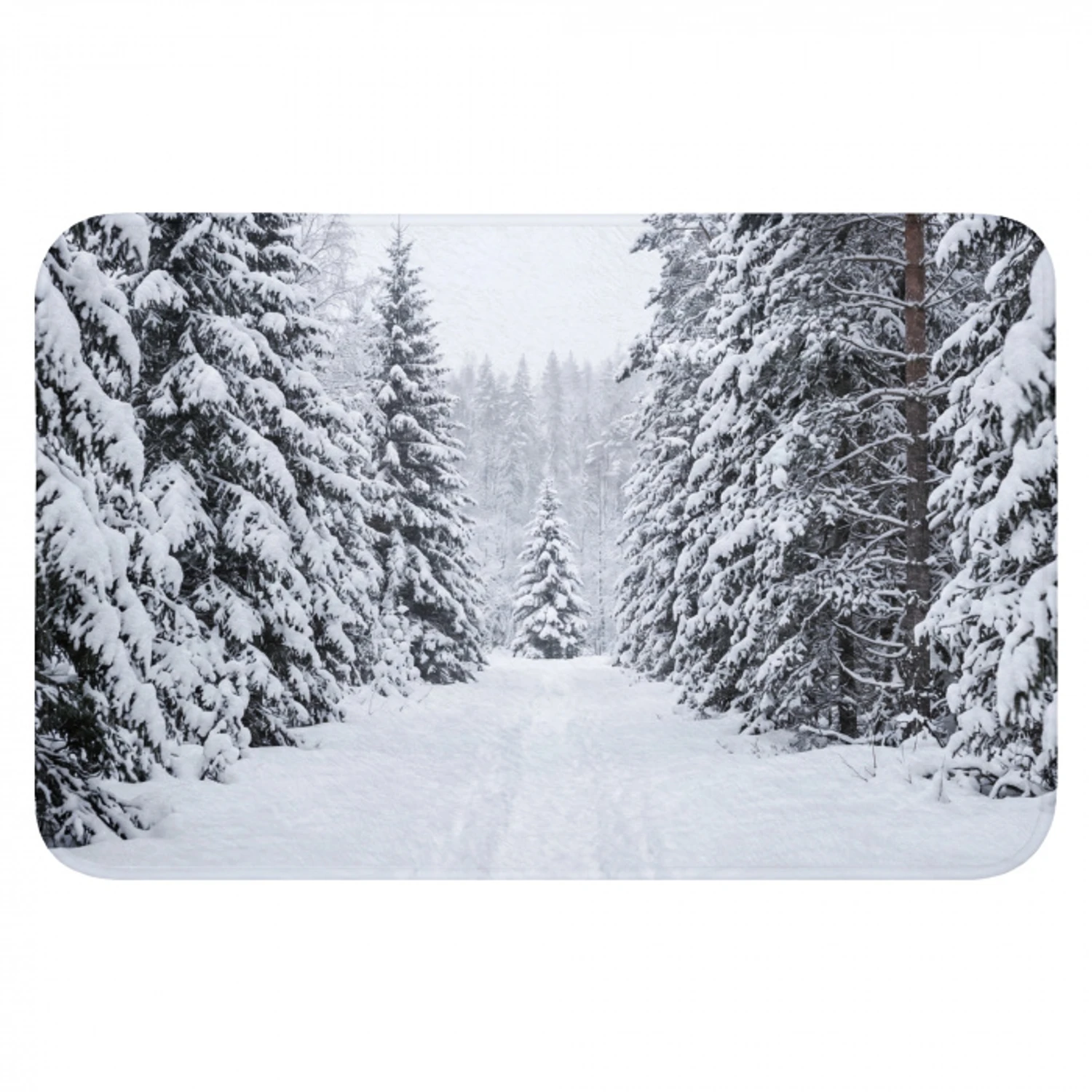 Bos - Winter - Sneeuw - Pad - Natuur Badmat klein -3d
