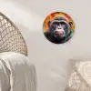 Aap - Gorilla - Graffiti - Dieren - Kleuren Wandcirkel kunststof plaat 5mm dik klein -sfeer5