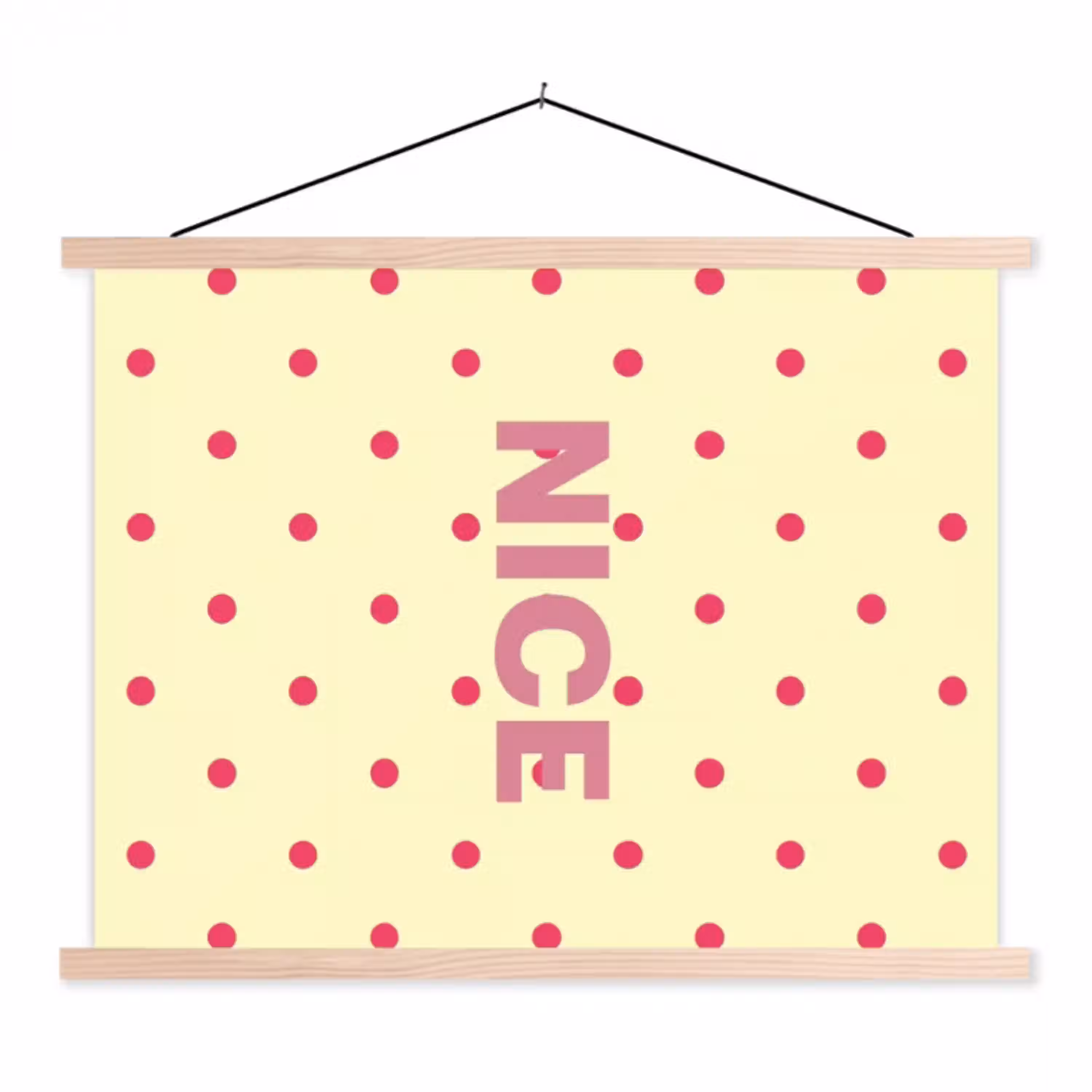 Nice - Stippen - Roze - Geel textielposter latten blank klein -3d