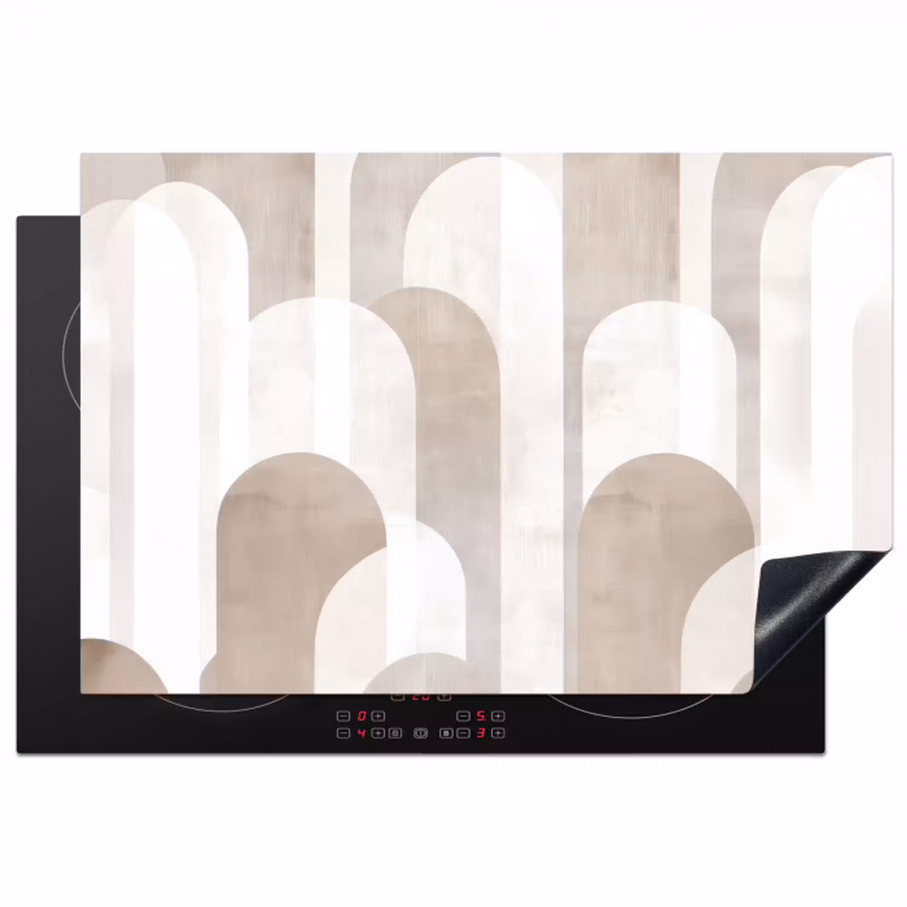 Abstracte bogen - Modern - Beige Inductie beschermer vinyl 3mm klein -3d