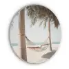 Hangmat - Palmbomen - Strand - Zee Akoestische PET Vilt - Rond klein -3d