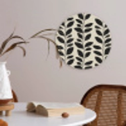 Botanisch - Dessin - Zwart - Beige Akoestische PET Vilt - Rond klein 838 -sfeer3