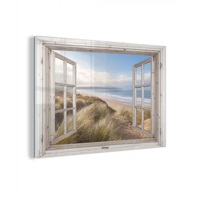 Doorkijk - Strand - Zee - Duinen - Helmgras - Zand - Blauw plexiglas 5mm klein -z3d