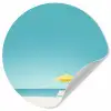 Strand - Blauwe lucht - Geel - Parasol Wandcirkel behangsticker klein -3d