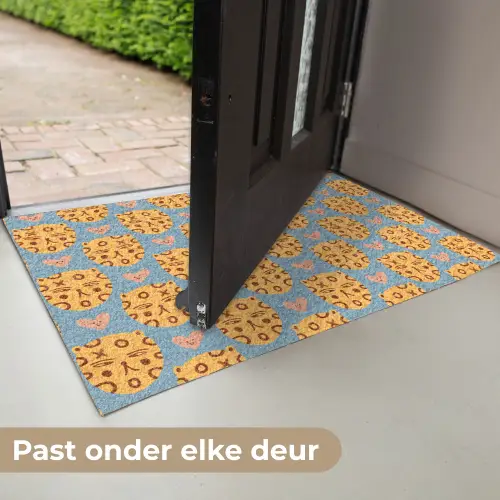 Kattenkoppen - Cirkels - Hartjes - Blauw Deurmat klein 898 -USP_NL