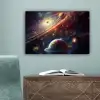 Ruimte - Planeten - Neon - Sterren canvas 2cm klein -sfeer4