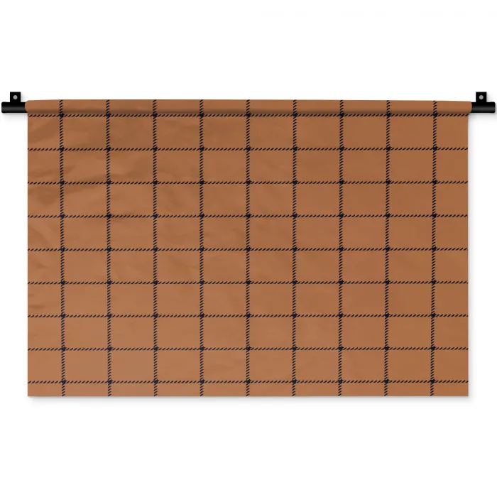 Plaid - Patroon - Vierkant - Bruin Wandkleed katoen klein 269 -zz3d