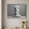 Alpaca - Pasta - Zwart - Wit - Grappig - Dieren Textielframe - compleet frame klein -sfeer2