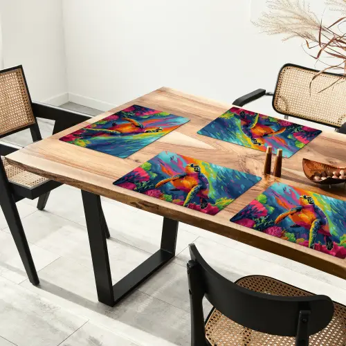 Koraal - Schildpad - Abstract - Water Placemat vinyl groot -zzsfeer4_Kitchenyeah-website