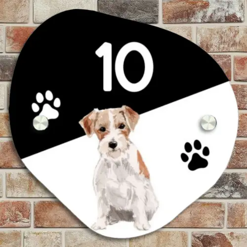 Zwart wit - Huisdier - Jack Russel Naambord Organisch middel -sfeer10