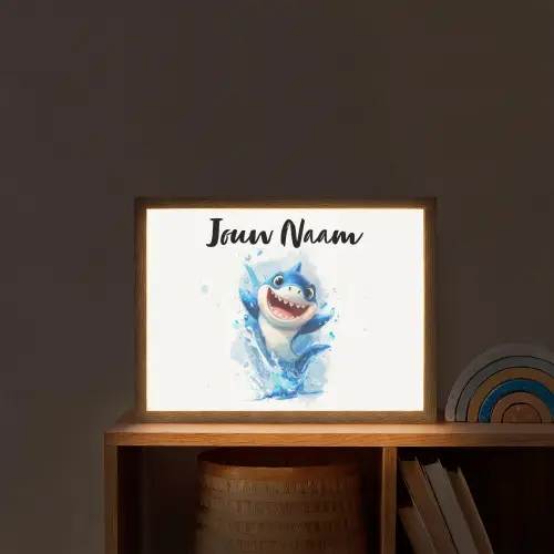 Haai - Water - Blauw Light Box met batterij (Wandlamp kind) middel -sfeer1_kind