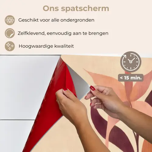 Minimalistisch - Bloem - Bladeren - Beige keuken achterwand spatscherm klein -spatscherm_NL