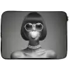 Vrouw - Zwart Wit - Ketting - Zonnebril laptophoes neopreen klein -zkaufland3dotto