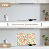 Patroon - Kersen - Wit keuken achterwand spatscherm klein 900 -voor_na_NL