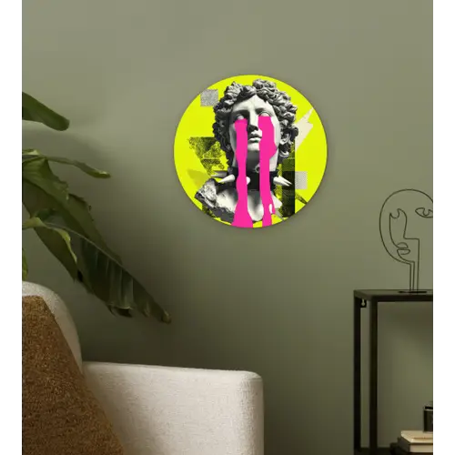 Buste - Verf - Geel Wandcirkel kunststof plaat 5mm dik klein -sfeer3