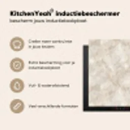 Lichtbeige - Goudbruine Nerven - Marmer Inductie beschermer vinyl 3mm middel 274 -sfeer2