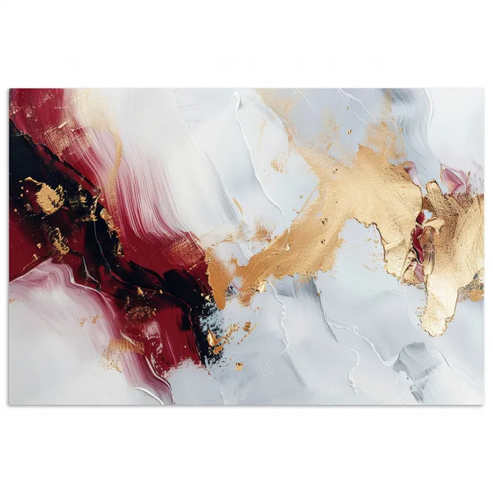Rood - Abstract - Goud - Modern poster papier klein -3d