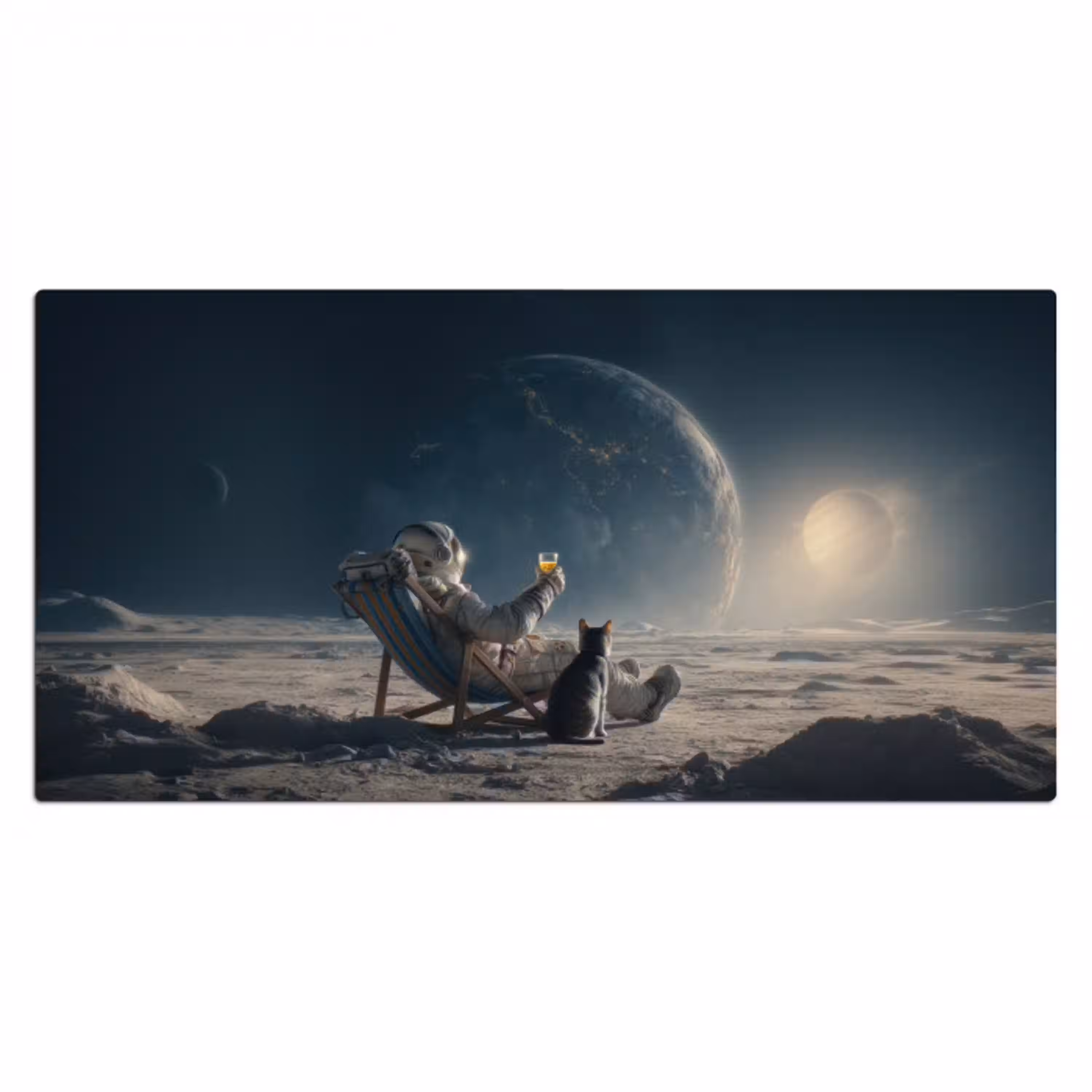 Maan - Kat - Astronaut - Ruimte Muismat XXL klein -3d_leeg