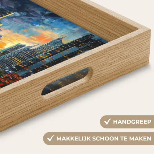 Auto - Skyline - Zon - Blauw Dienblad Rechthoek middel -USP_HandgreepNL