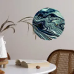 Marmer - Goud - Blauw - Glitter - Marmerlook - Abstract Wandcirkel behangsticker klein -sfeer3