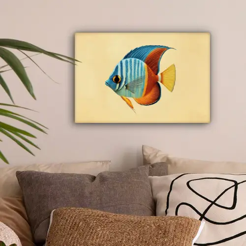 Vis - Vinnen - Blauw - Ogen canvas 2cm klein -sfeer1