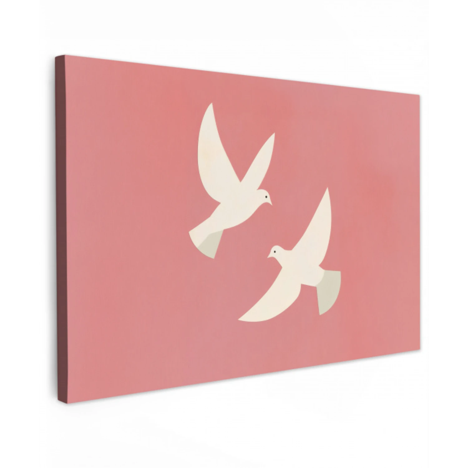 Duiven - Wit - Sierlijk Tuinposter op houten frame 2 cm dik klein -3d