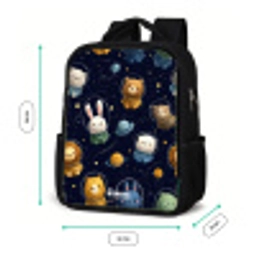 Dieren - Astronaut - Planeten - Sterren Rugzak - Zwart middel -productfoto_formaten