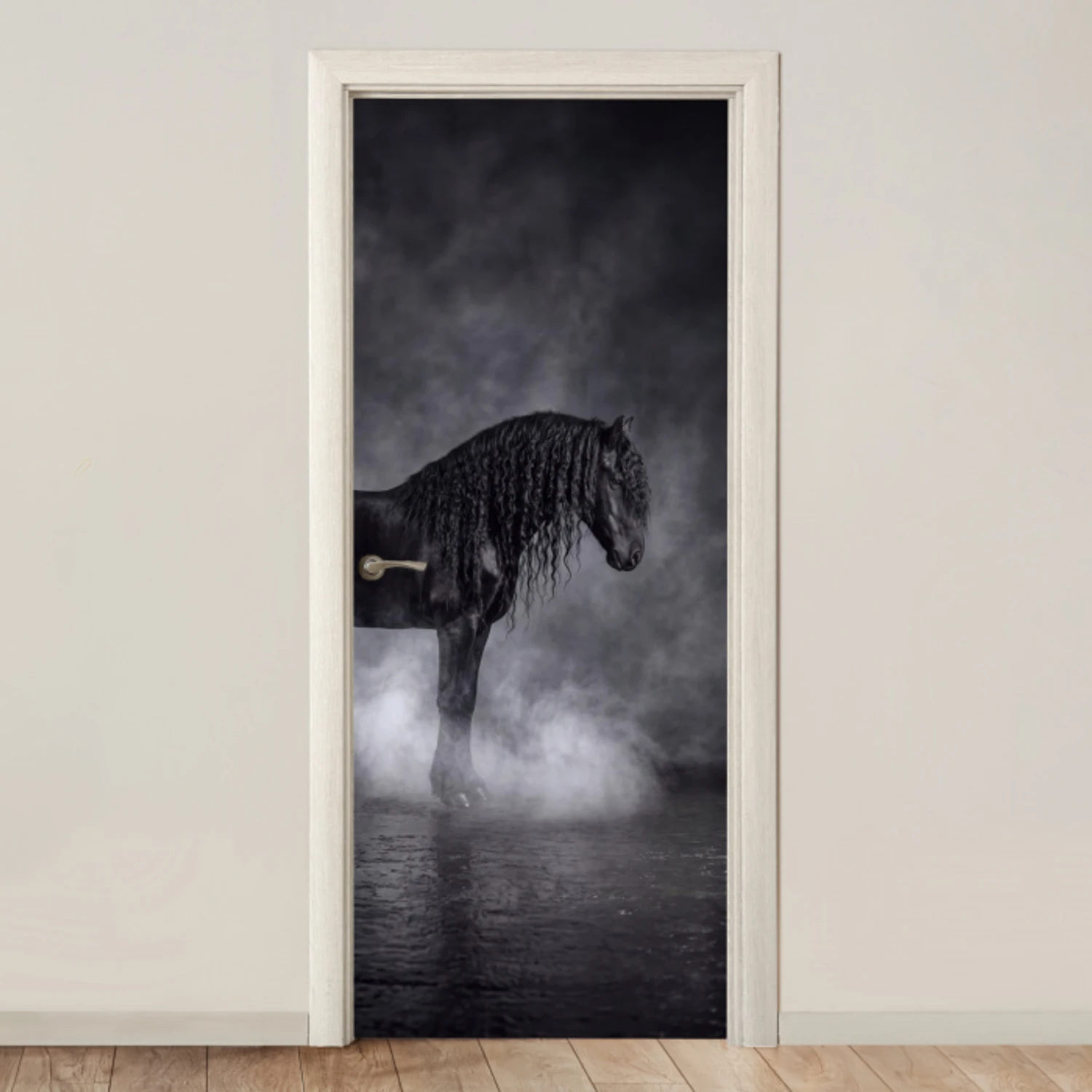 Paard - Magisch - Zwart deurposter klein -3d_beige